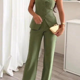 BRIA - To-delt Uden Ærmer Jumpsuit med Knap