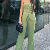 BRIA - To-delt Uden Ærmer Jumpsuit med Knap