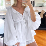Erja - Rynket Bluse og Shorts