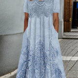 INDIGO | ELEGANT BLOMSTERMIDIKJOL