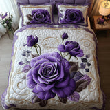 Parure de lit matelassée 3 pièces - Rose Violette