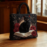 Sac Artisanal Matelassé - Chat Noir sur Livres