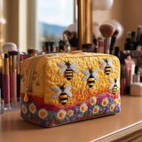 Constance - Trousse de toilette matelassée Abeilles et Fleurs