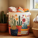 Panier à Linge Matelassé - Coucher de Soleil sur les Cactus