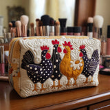 Jeanne - Trousse de toilette matelassée Poule Joyeuse