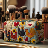 Éliane - Trousse de toilette matelassée Poule