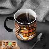 Mug en Céramique Avec Bibliothèque Magique et Effet Thermique