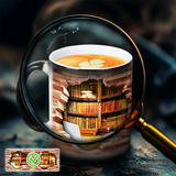 Mug en Céramique Avec Bibliothèque Magique et Effet Thermique