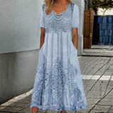 INDIGO | ELEGANT BLOMSTERMIDIKJOL