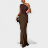 Luna - Asymmetrisk satin kjole
