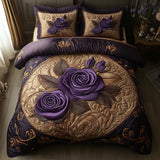 Parure de lit matelassée 3 pièces - Rose Violette