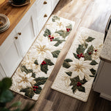Ghislaine - Tapis de cuisine De Noël à Fleurs Hivernaux