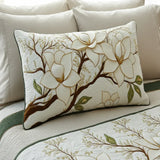 Housse de Coussin Matelassée - Fleur de Magnolia