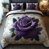Parure de lit matelassée 3 pièces - Rose Violette