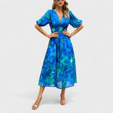 Clara - Elegant Midi Blomstret Kjole