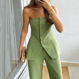 BRIA - To-delt Uden Ærmer Jumpsuit med Knap