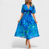 Clara - Elegant Midi Blomstret Kjole