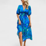 Clara - Elegant Midi Blomstret Kjole