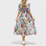 Clara - Elegant Midi Blomstret Kjole