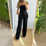 BRIA - To-delt Uden Ærmer Jumpsuit med Knap