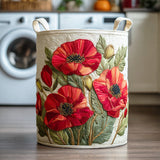 Panier à Linge Matelassé - Rêve de Coquelicot Écarlate