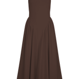 Sara - Brun midi-strikkjole