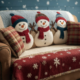 Christine - Housse de canapé matelassée Bonhomme de Neige Souriant