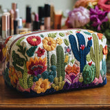 Juliette - Trousse de toilette matelassée Plantes Succulentes