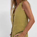Hilma - Knappet vest og brede bukser