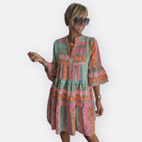 Madalena - Boho-stil lagkjole med flydende snit